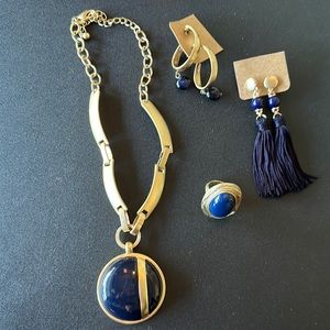Chicos jewelry set - necklace, ring, TWO pair of earring